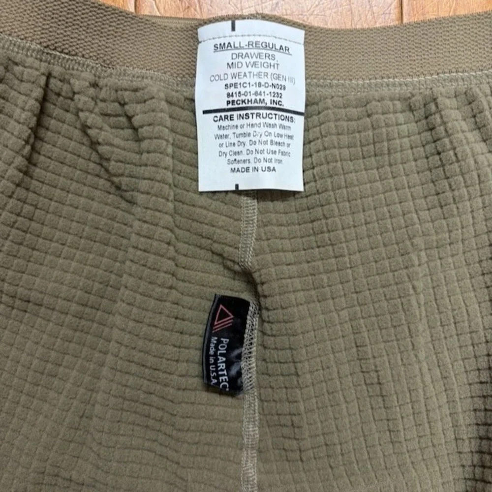 Polartec Mens Drawers Mid Weight Cold Weather (Gen III) Military Green Size‎ S